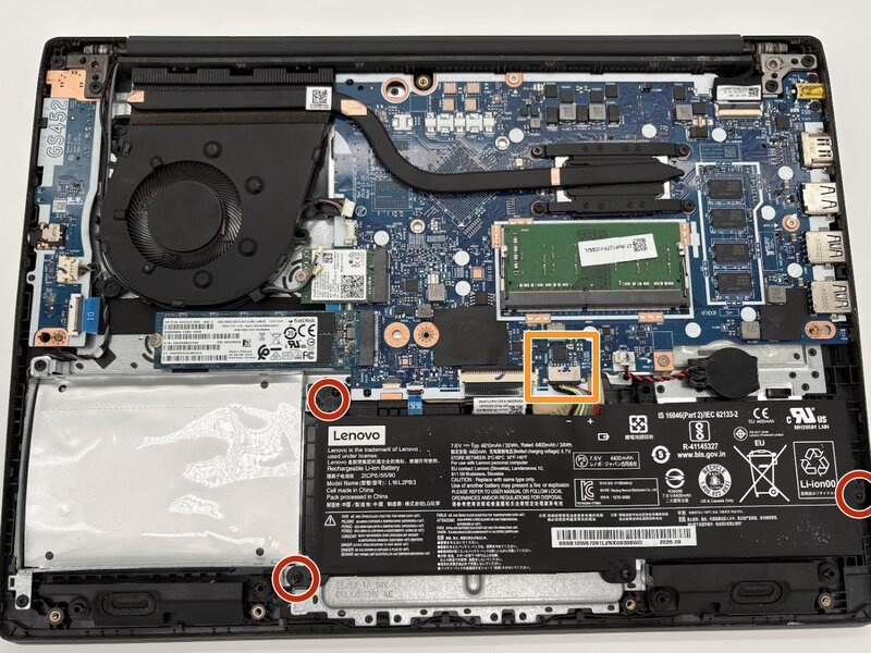 Internal Photo of Lenovo IdeaPad 3-14ADA05 81W0 3-14IML05 81WE 3-14ITL6 82H7 DC Power Jack Charging Port Cable Socket Plug Connector (IdeaPad 3 14IML05)
